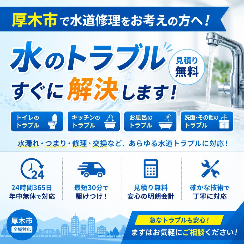 厚木市で水道修理をお考えの方へ！