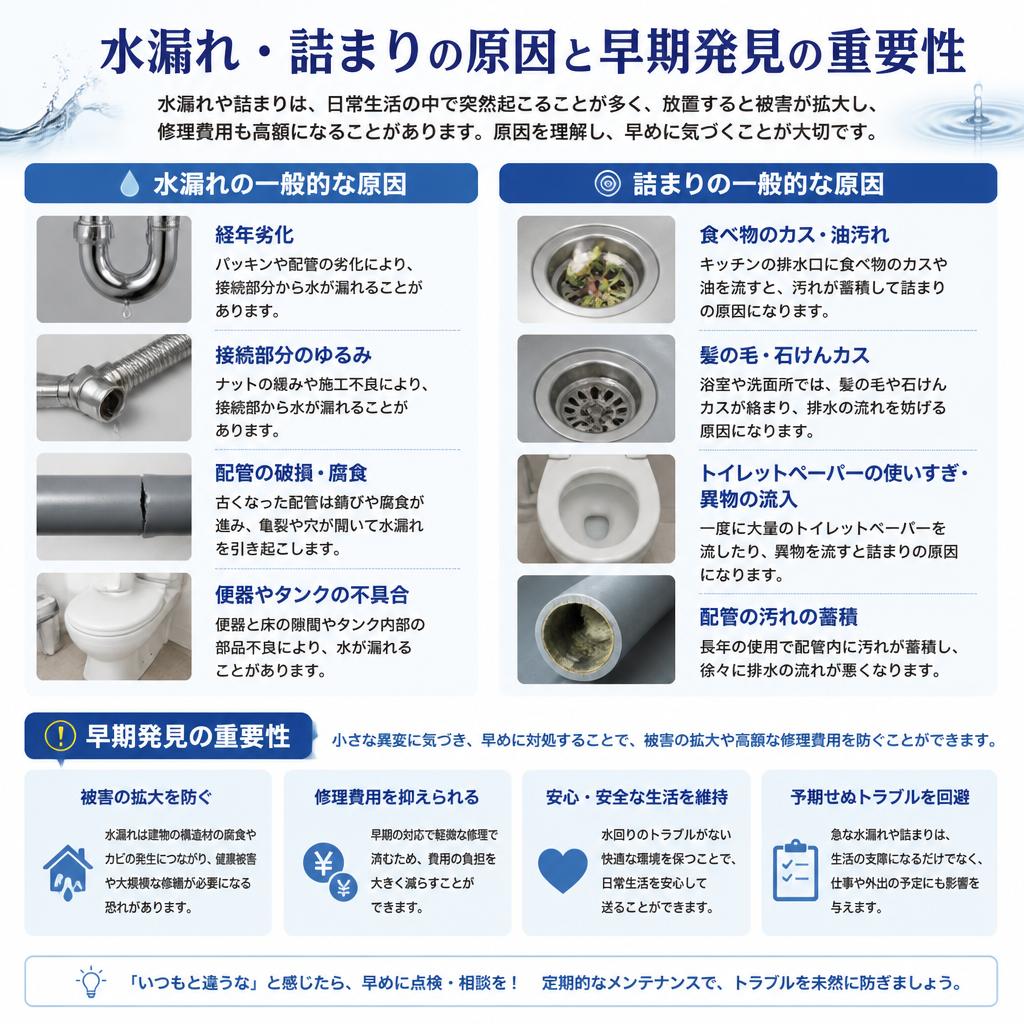 2. 水漏れや排水のつまりの原因とは？