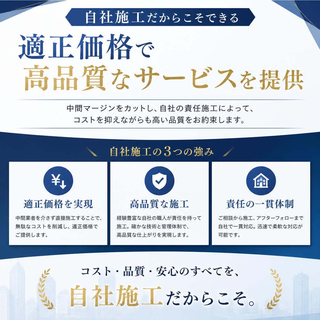 4. 自社施工だからこその適正価格とクオリティ
