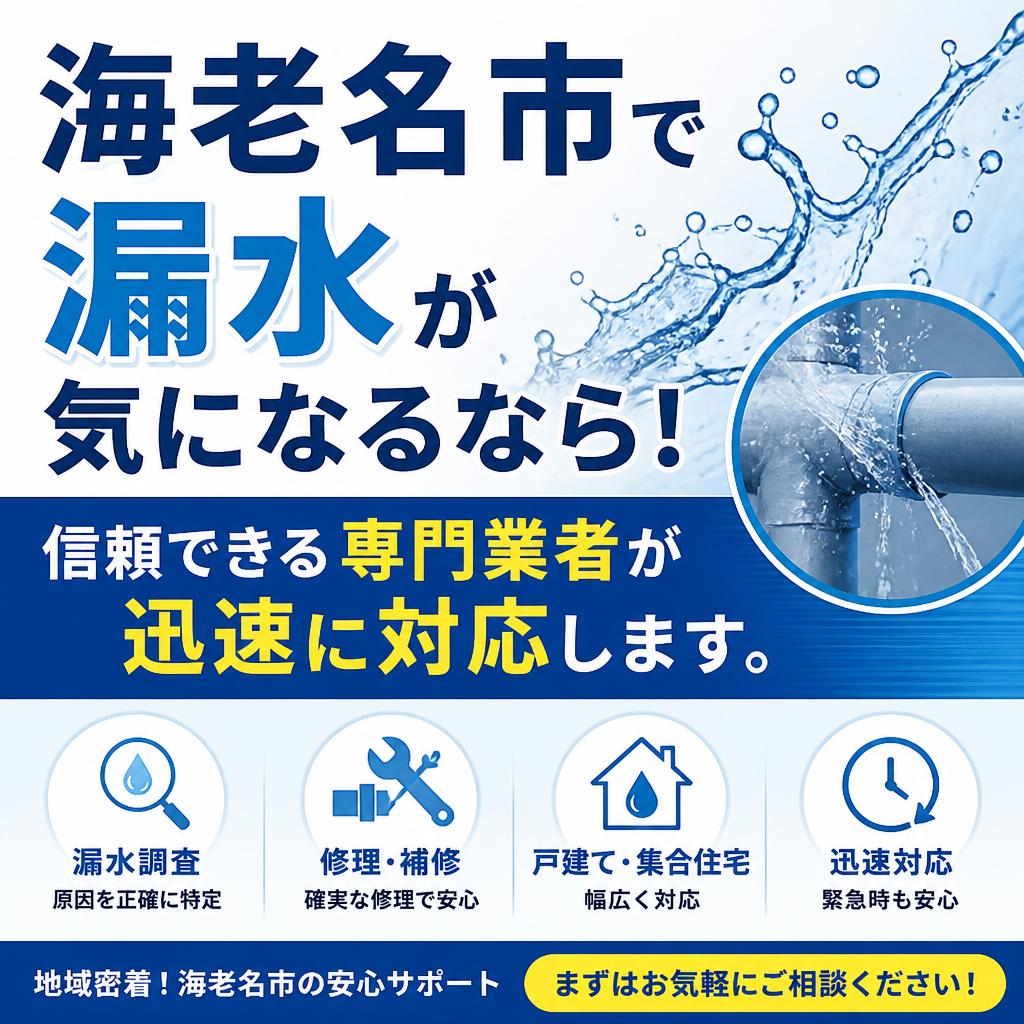 海老名市で漏水が気になるなら！
信頼できる専門業者が迅速に対応します。