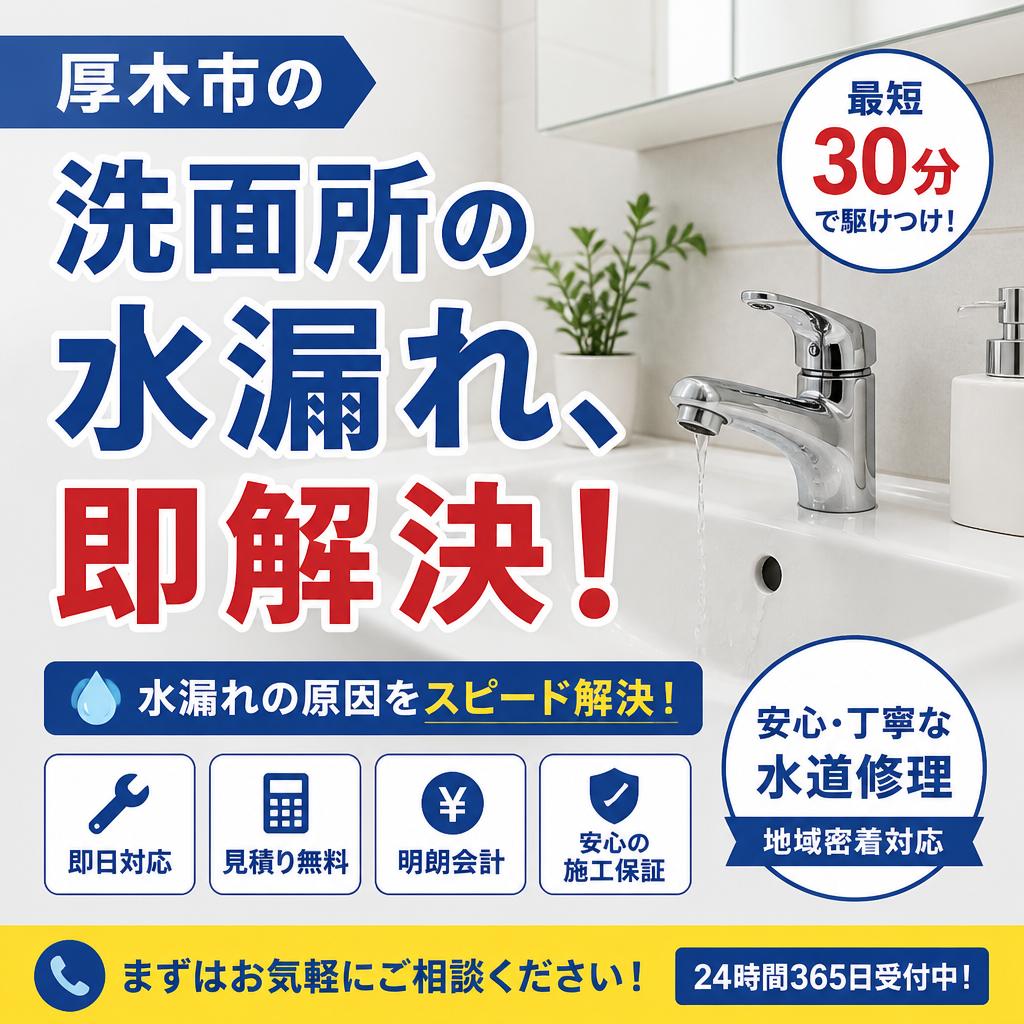 厚木市の洗面所の水漏れ、即解決！