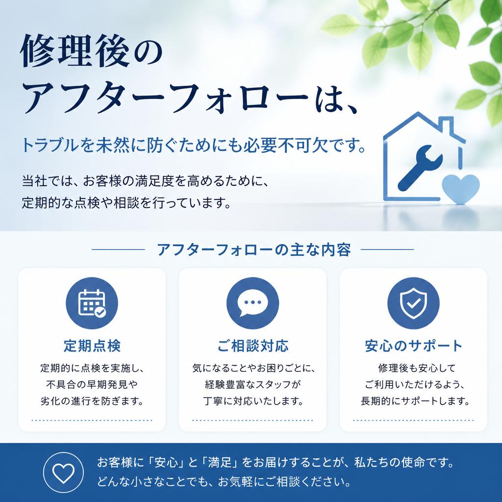安心のアフターフォロー