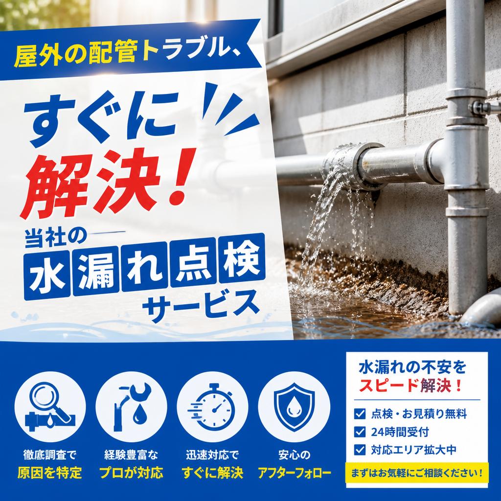 屋外の配管トラブル、すぐに解決！当社の水漏れ点検サービス