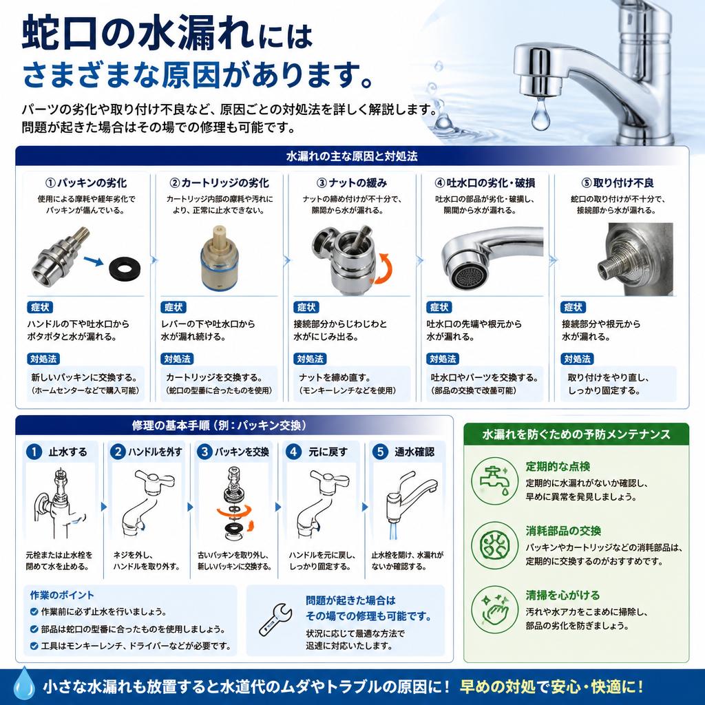 蛇口水漏れの原因と対処法
