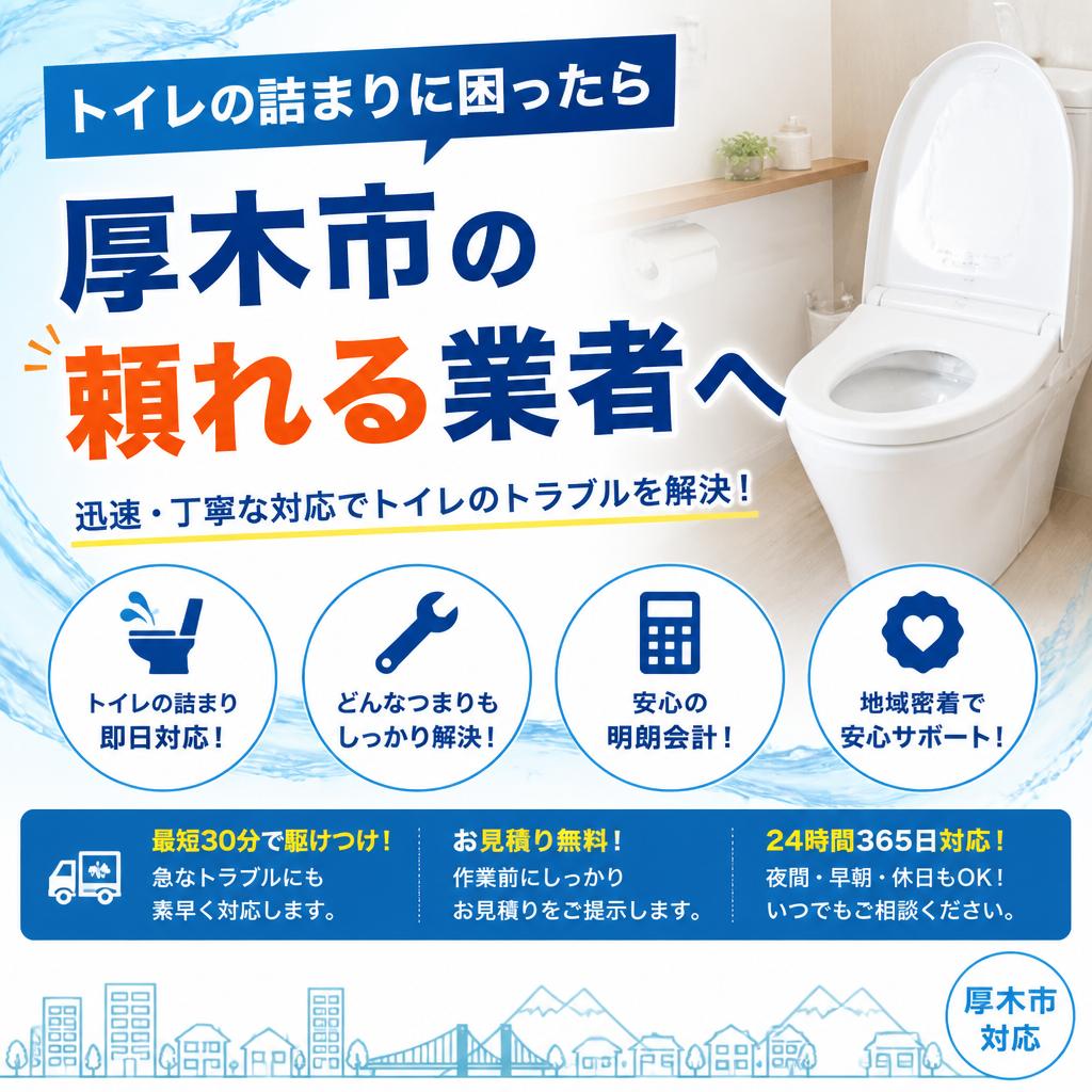 トイレの詰まりに困ったら厚木市の頼れる業者へ