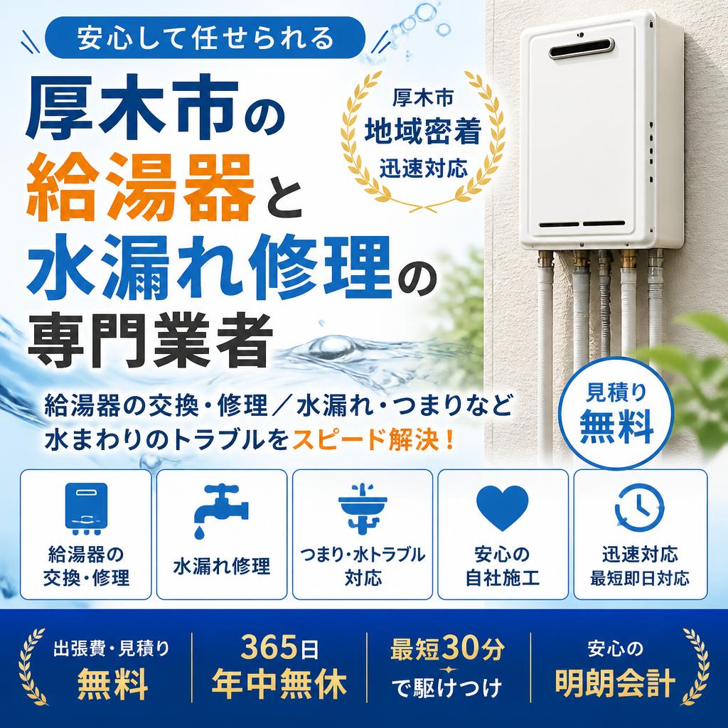 安心して任せられる、厚木市の給湯器と水漏れ修理の専門業者