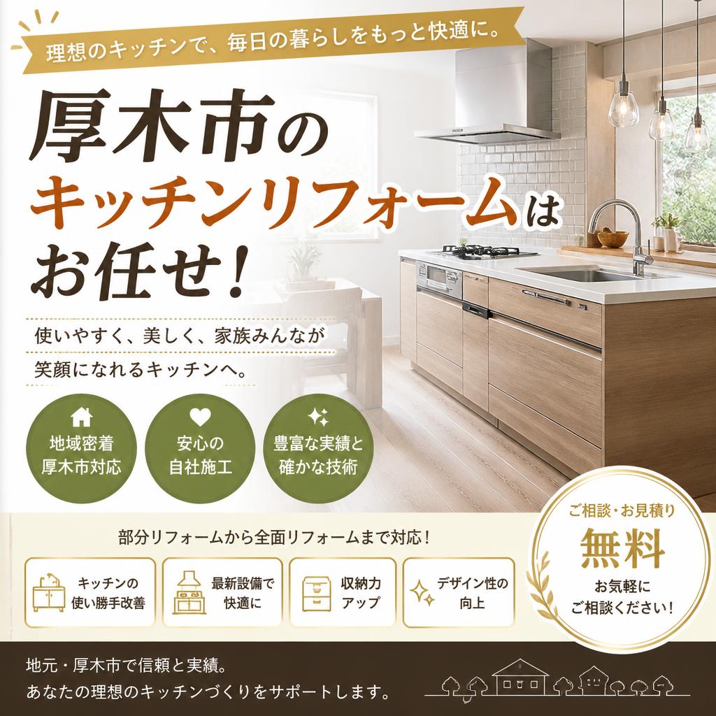 厚木市のキッチンリフォームはお任せ！