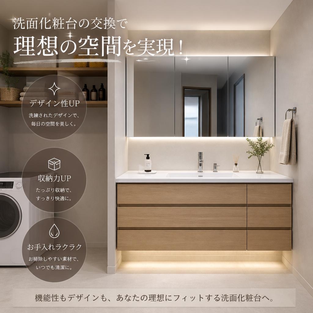 洗面化粧台の交換で理想の空間を実現！
