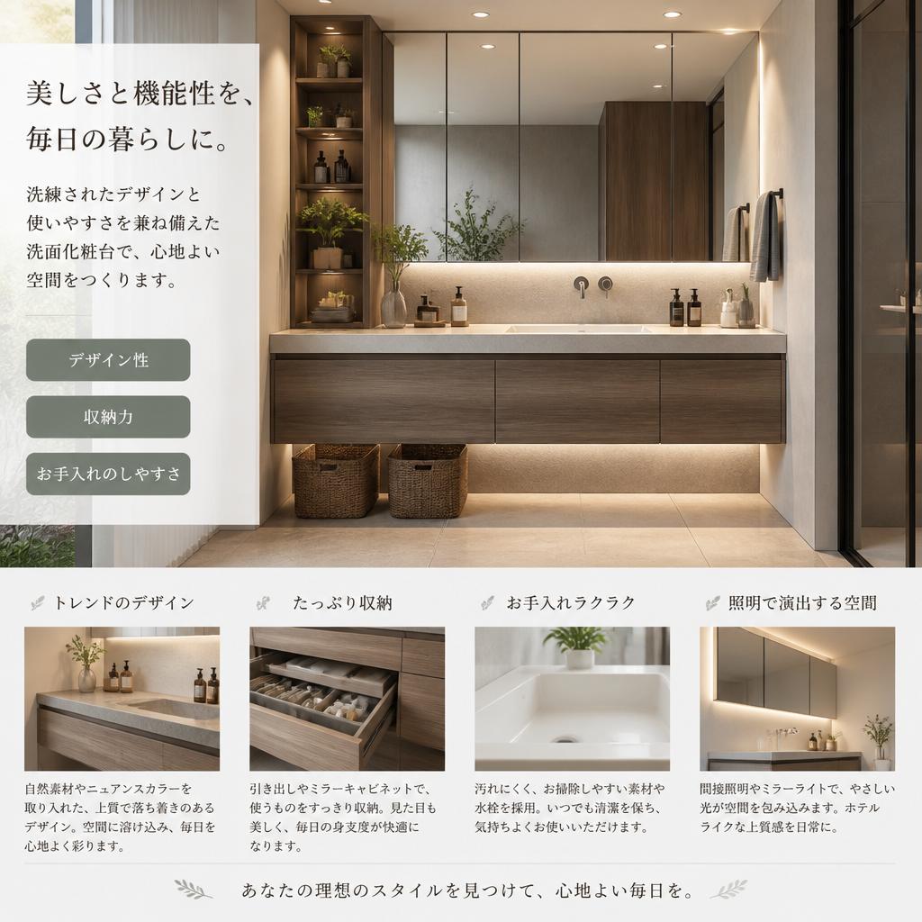 最新の洗面化粧台スタイル