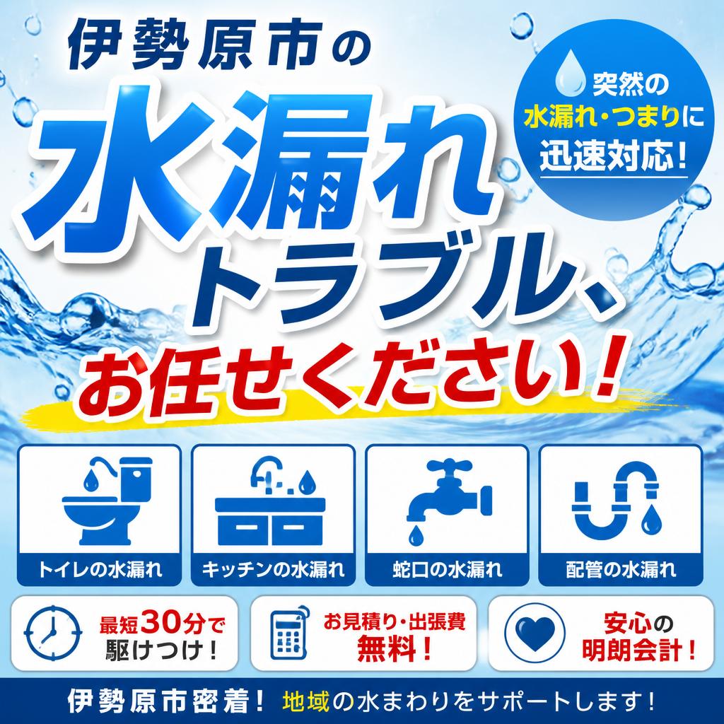 伊勢原市の水漏れトラブル、お任せください！