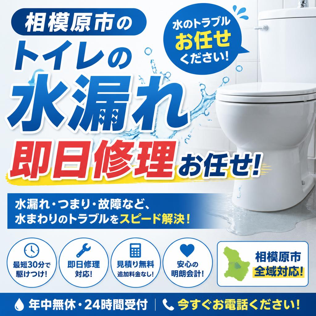 相模原市のトイレの水漏れ、即日修理お任せ！